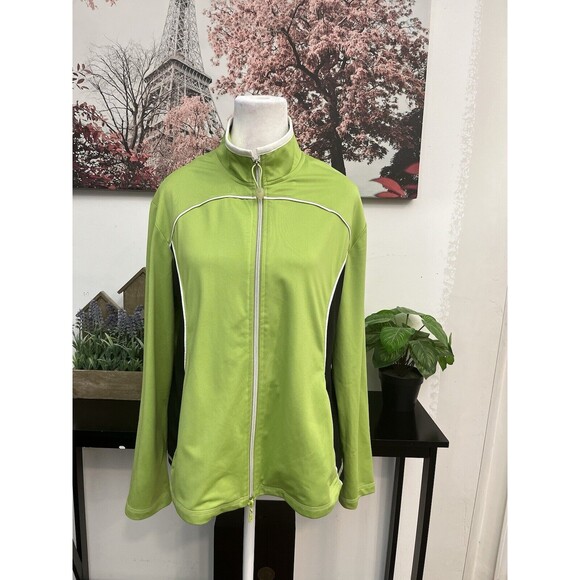 Coldwater  Creek Women Active Large Green Full Zip Sweater Long Sleeve Pockets - Picture 1 of 10